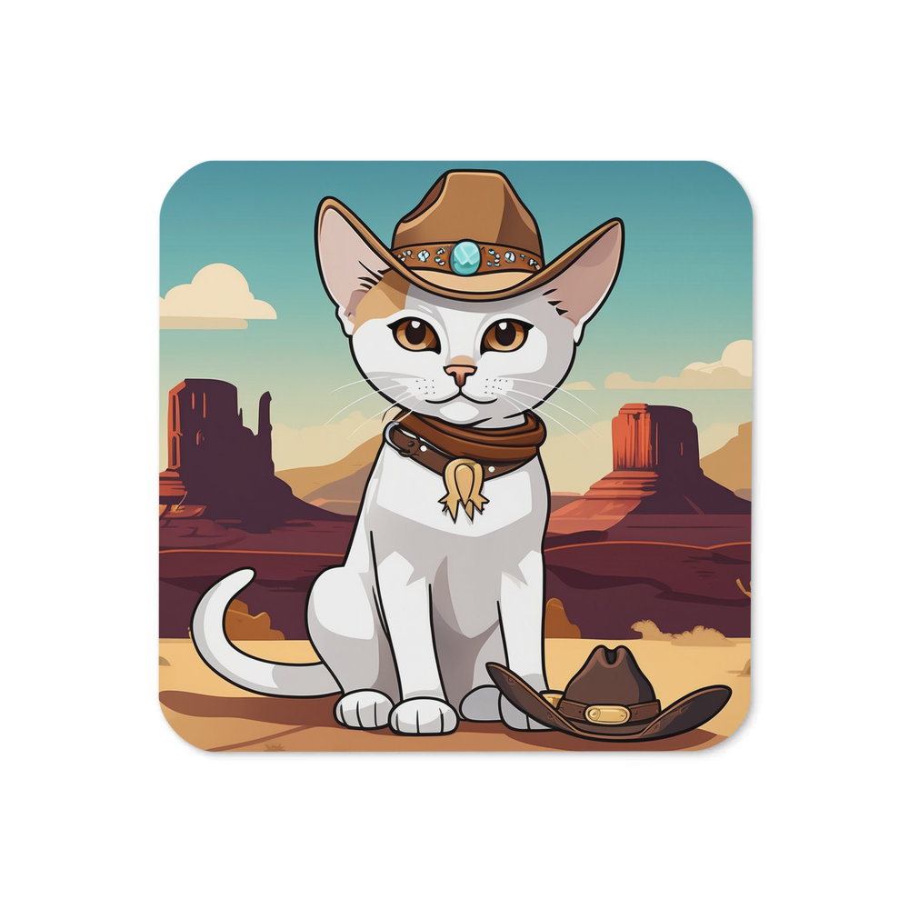 PugMug Custom White Abyssinian Cat Coaster