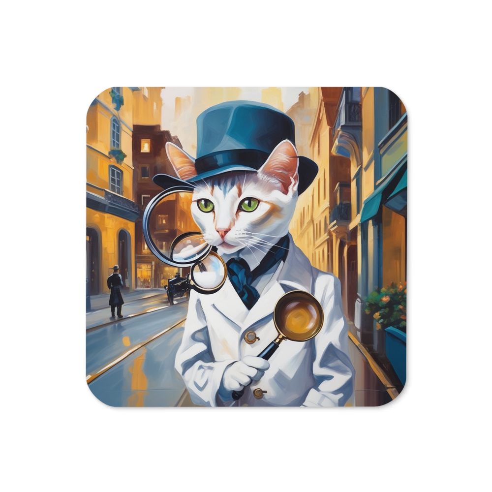 PugMug Custom White Abyssinian Cat Coaster