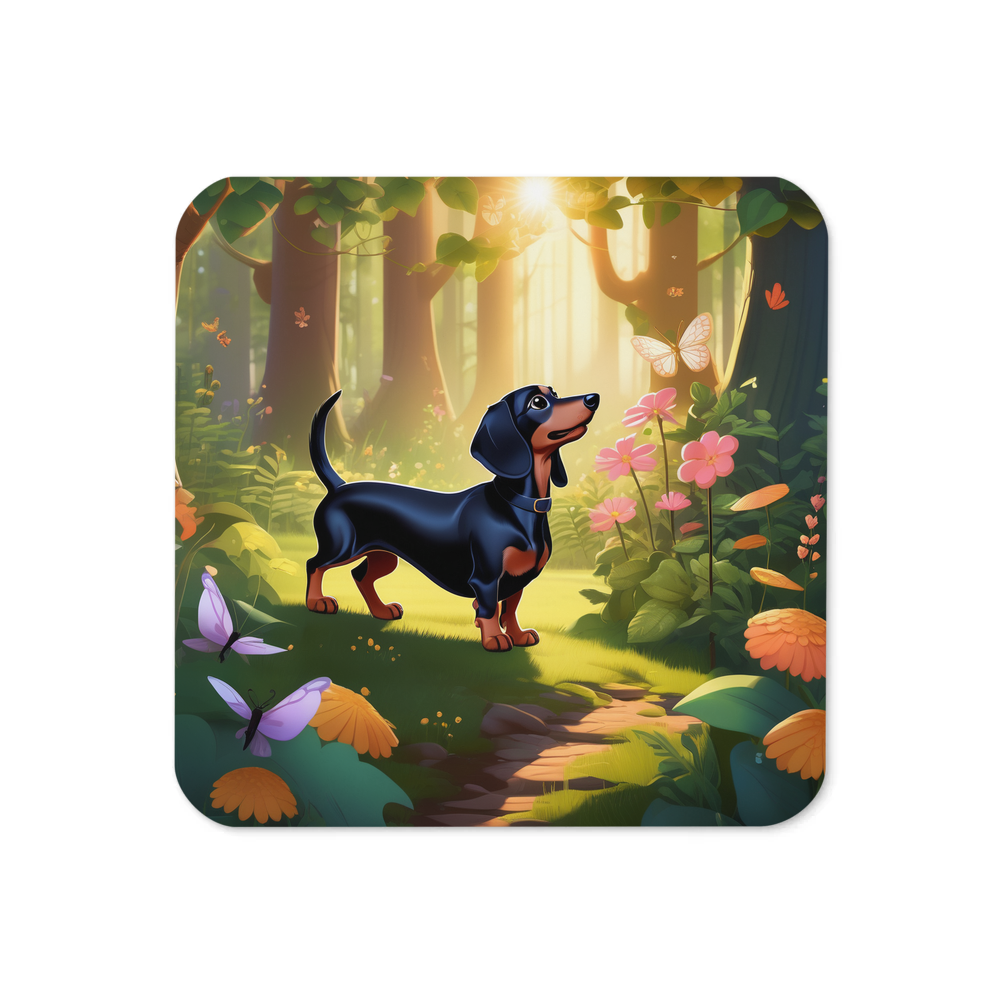 PugMug Custom Black Dachshund Coaster