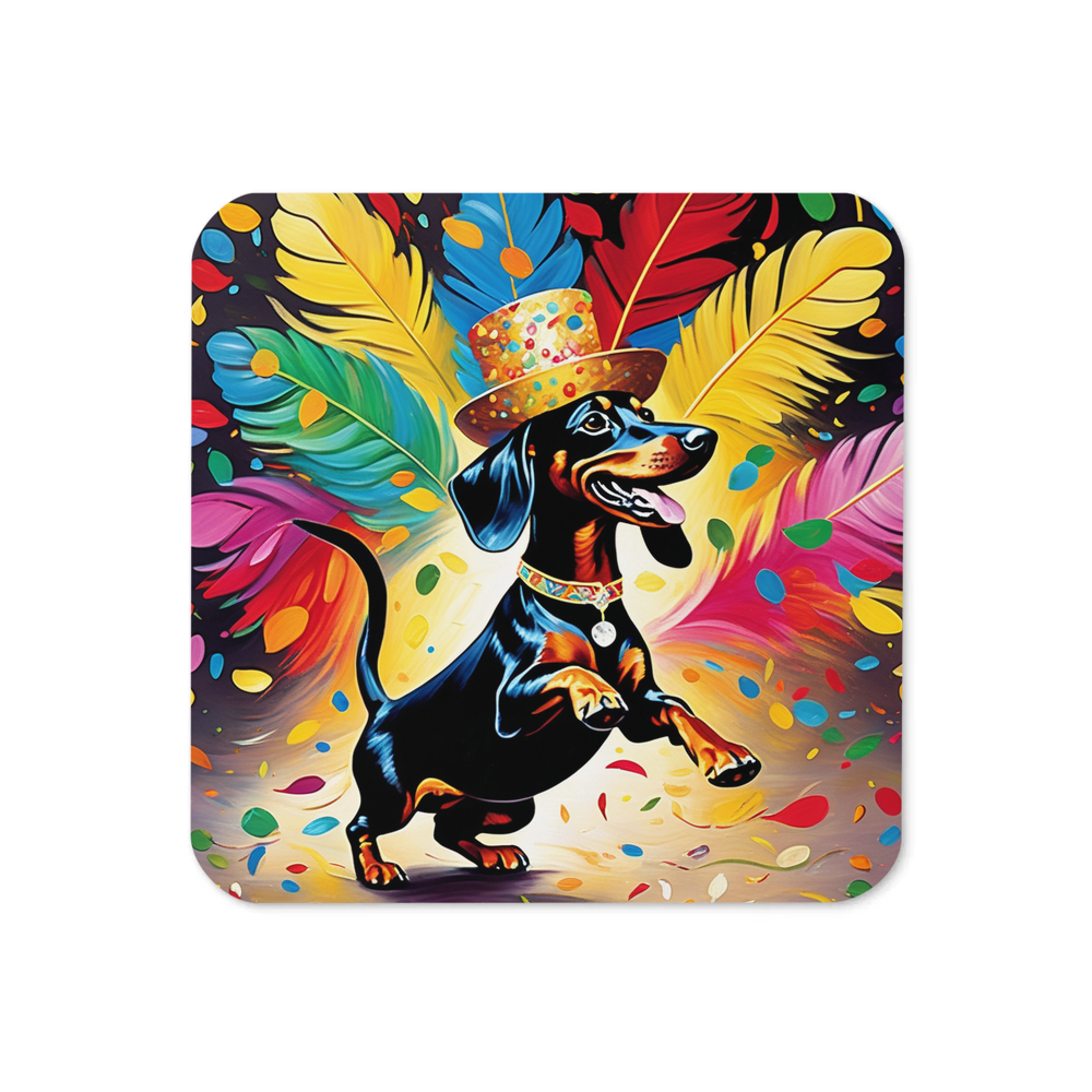 PugMug Custom Black Dachshund Coaster