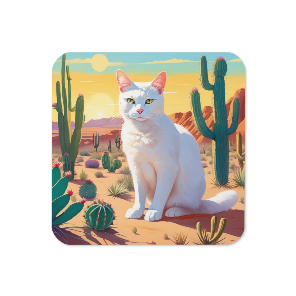 PugMug Custom White Companion Cat Coaster
