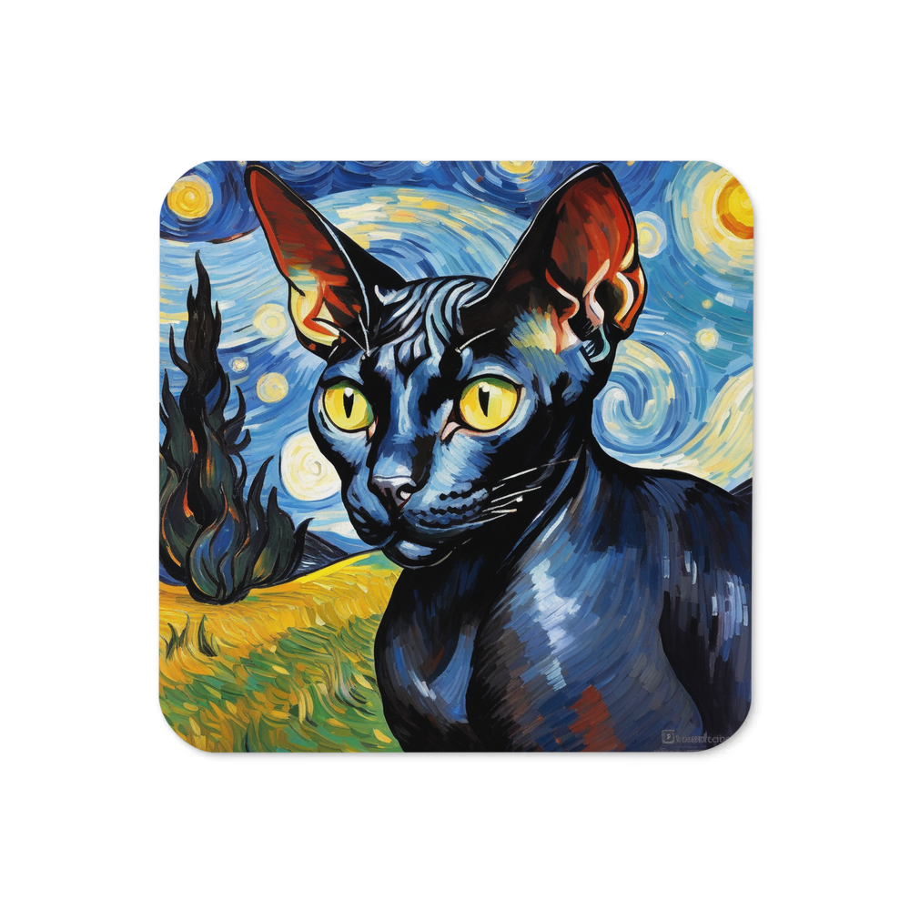 PugMug Custom Black Sphynx Cat Coaster
