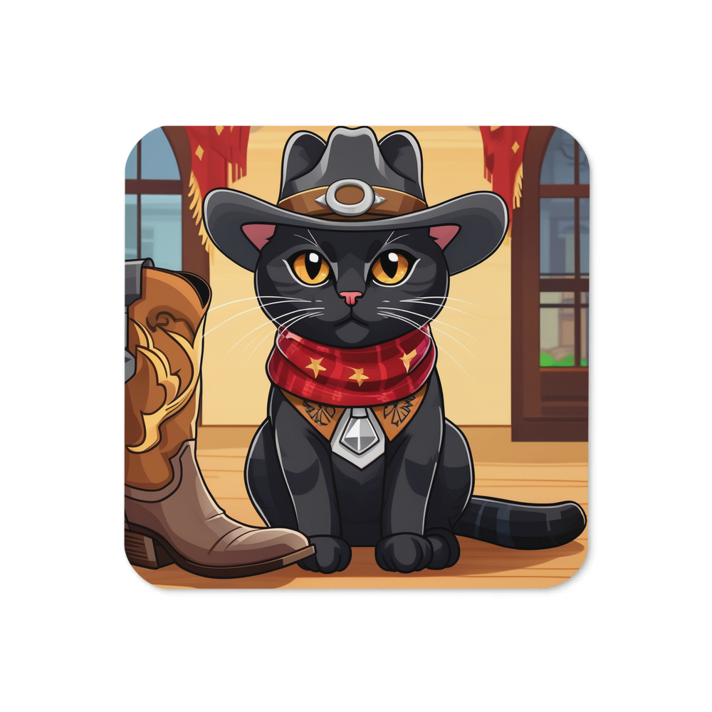 PugMug Custom Black American Shorthair Cat Coaster