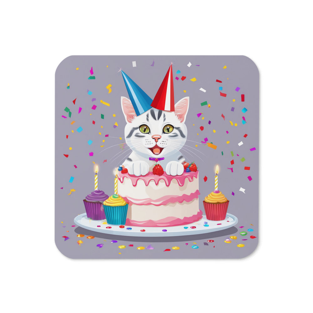 PugMug Custom White American Shorthair Cat Coaster