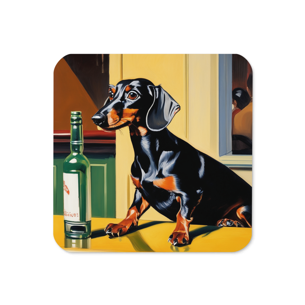 PugMug Custom Black Dachshund Coaster