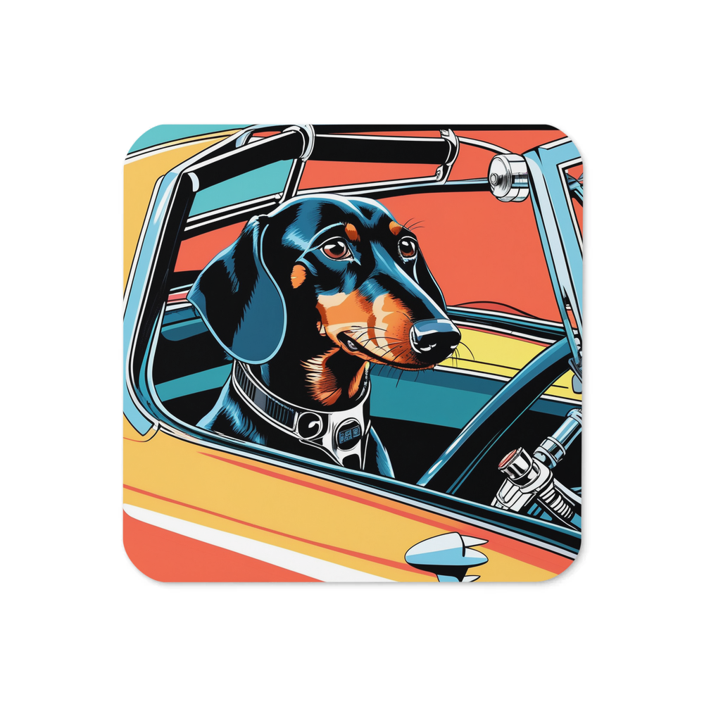 PugMug Custom Black Dachshund Coaster