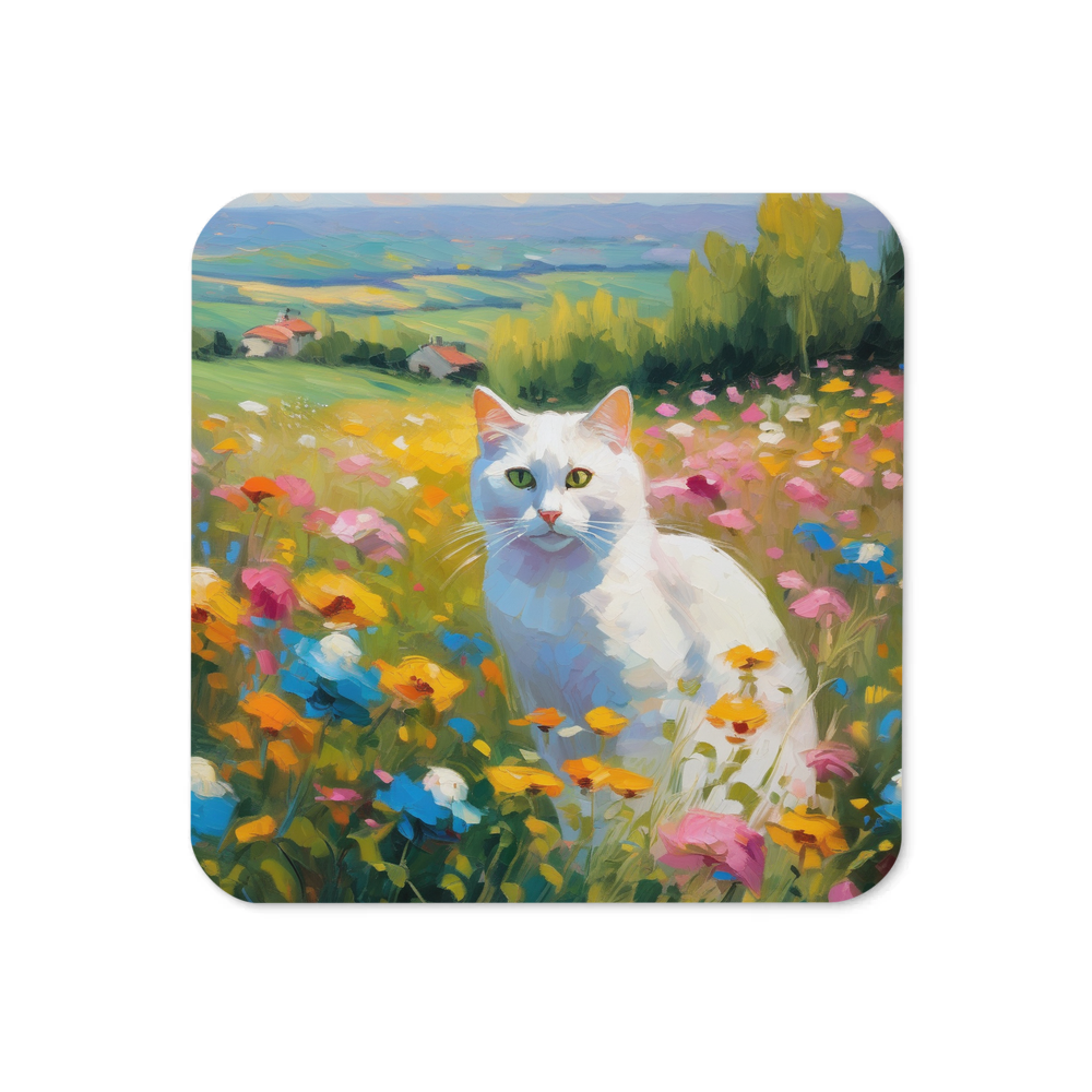 PugMug Custom White Companion Cat Coaster