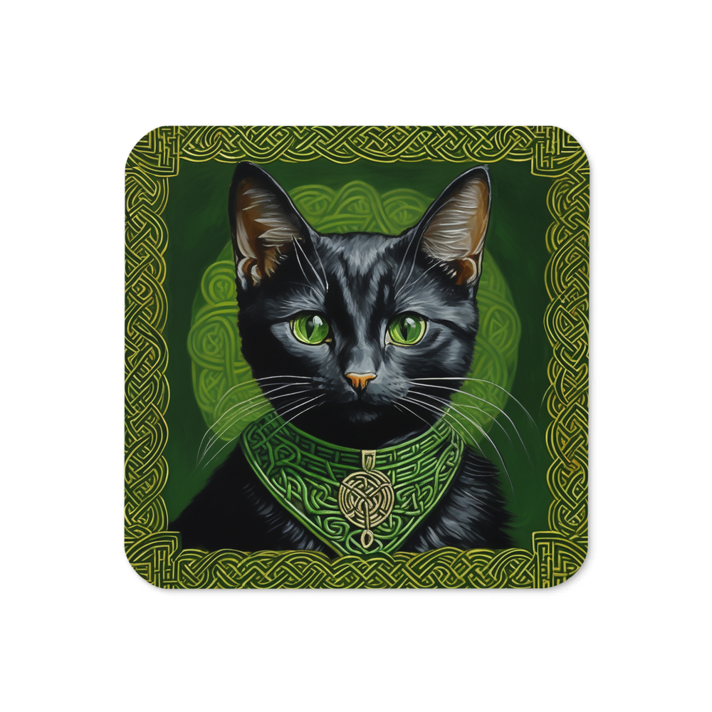 PugMug Custom Black American Shorthair Cat Coaster