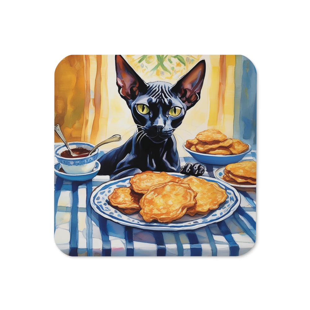 PugMug Custom Black Sphynx Cat Coaster