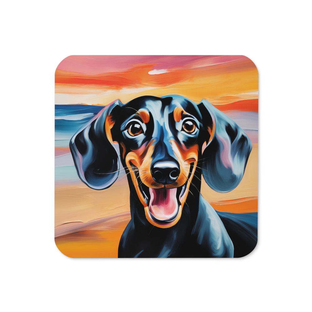 PugMug Custom Black Dachshund Coaster