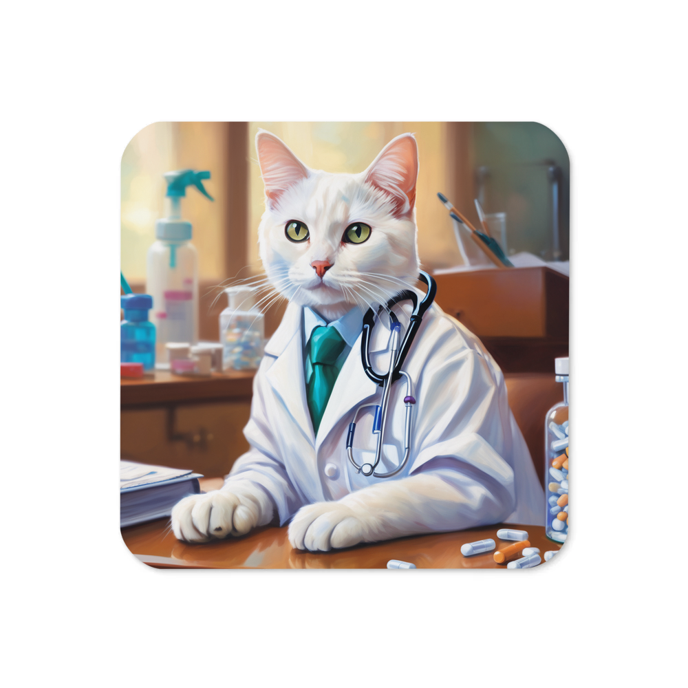 PugMug Custom White Companion Cat Coaster