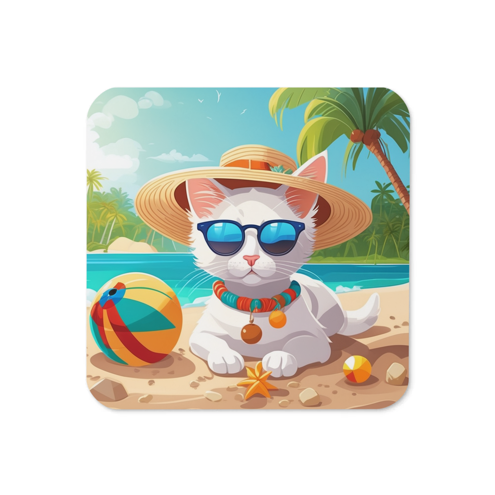 PugMug Custom White Companion Cat Coaster