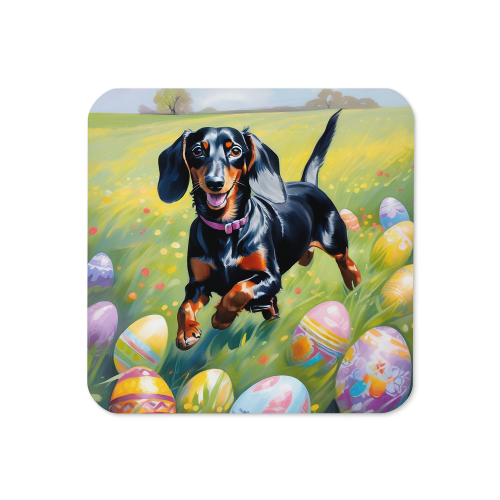 PugMug Custom Black Dachshund Coaster