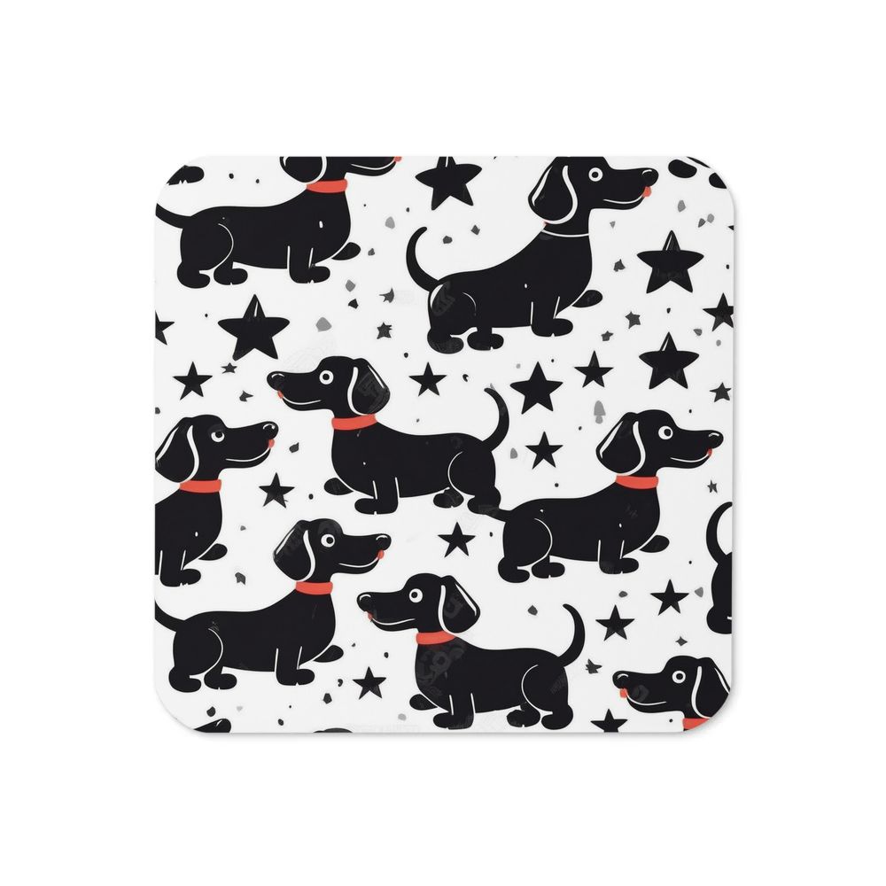 PugMug Custom Black Dachshund Coaster