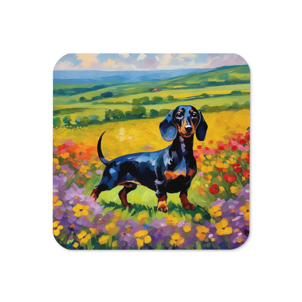 PugMug Custom Black Dachshund Coaster
