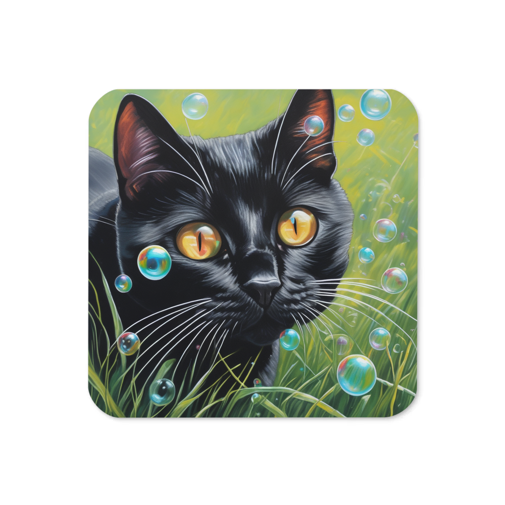 PugMug Custom Black American Shorthair Cat Coaster