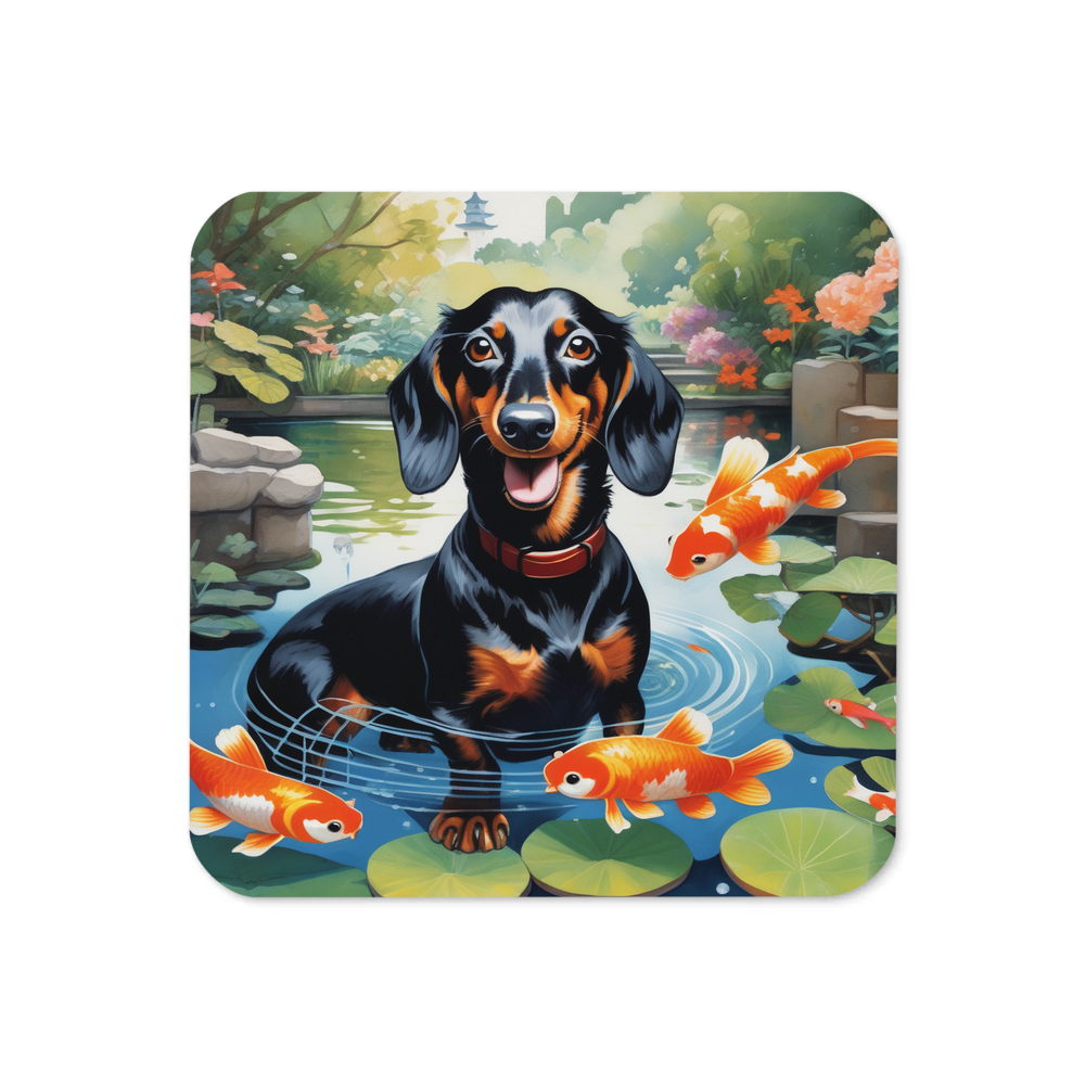 PugMug Custom Black Dachshund Coaster