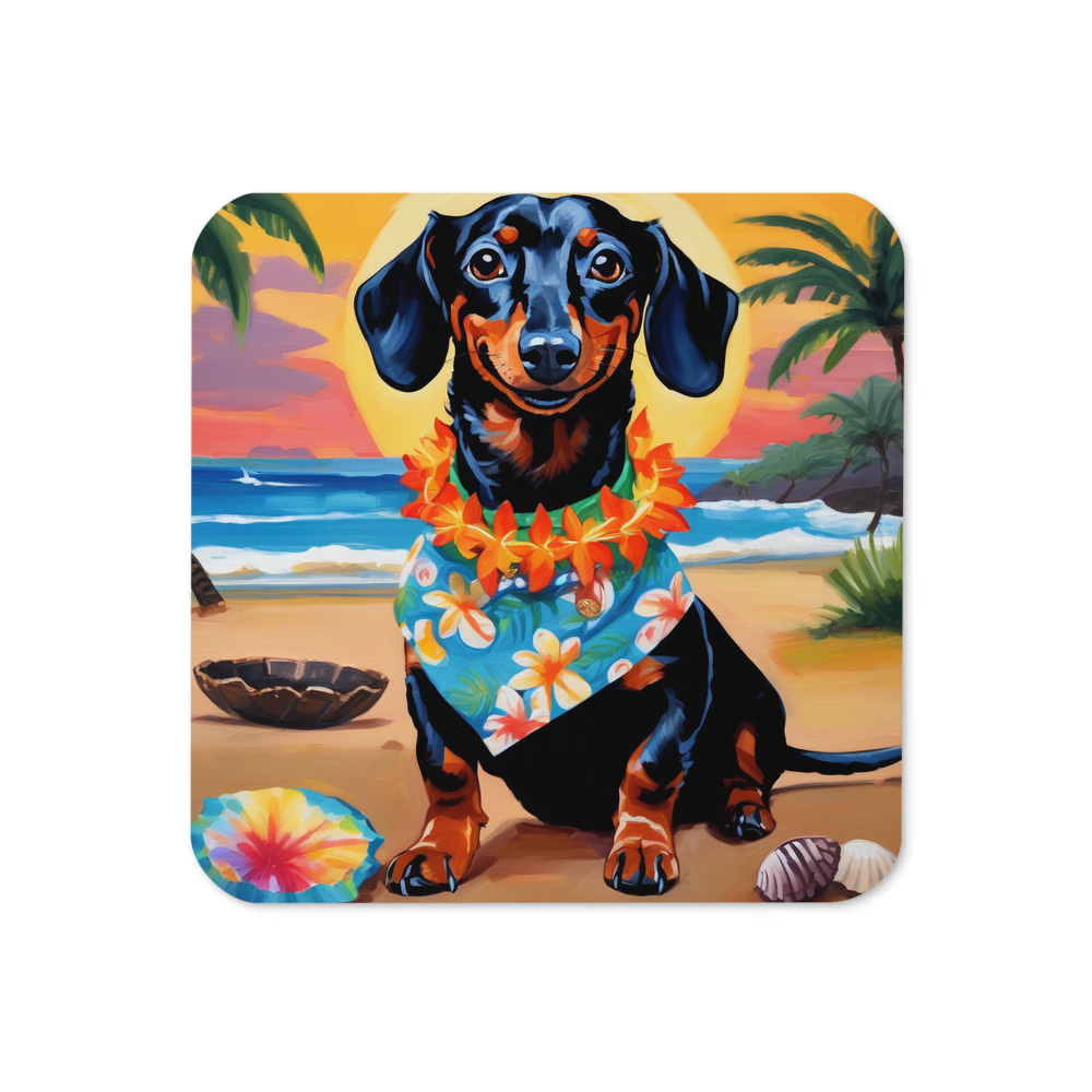 PugMug Custom Black Dachshund Coaster