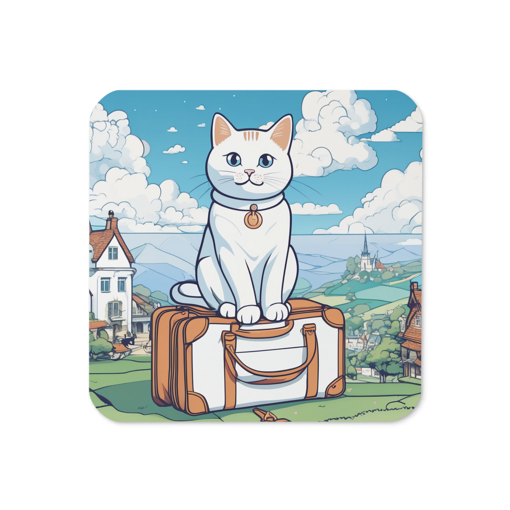 PugMug Custom White Companion Cat Coaster