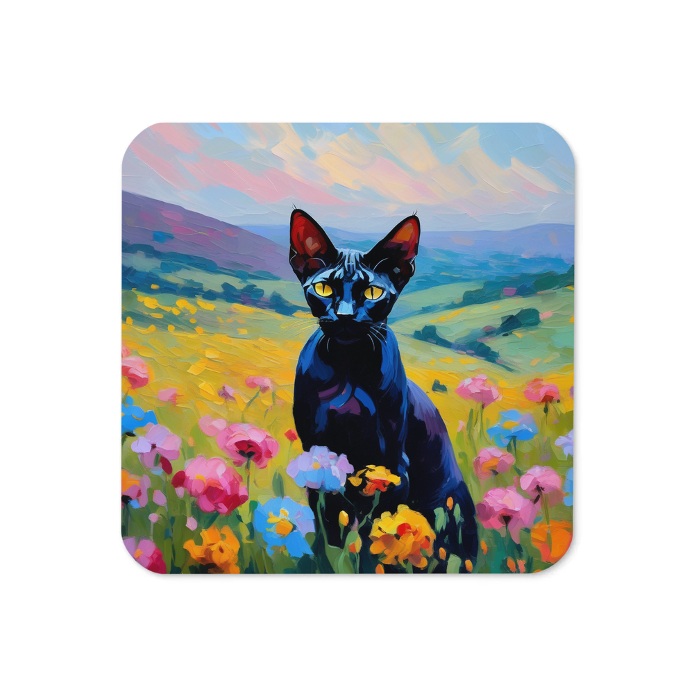 PugMug Custom Black Sphynx Cat Coaster