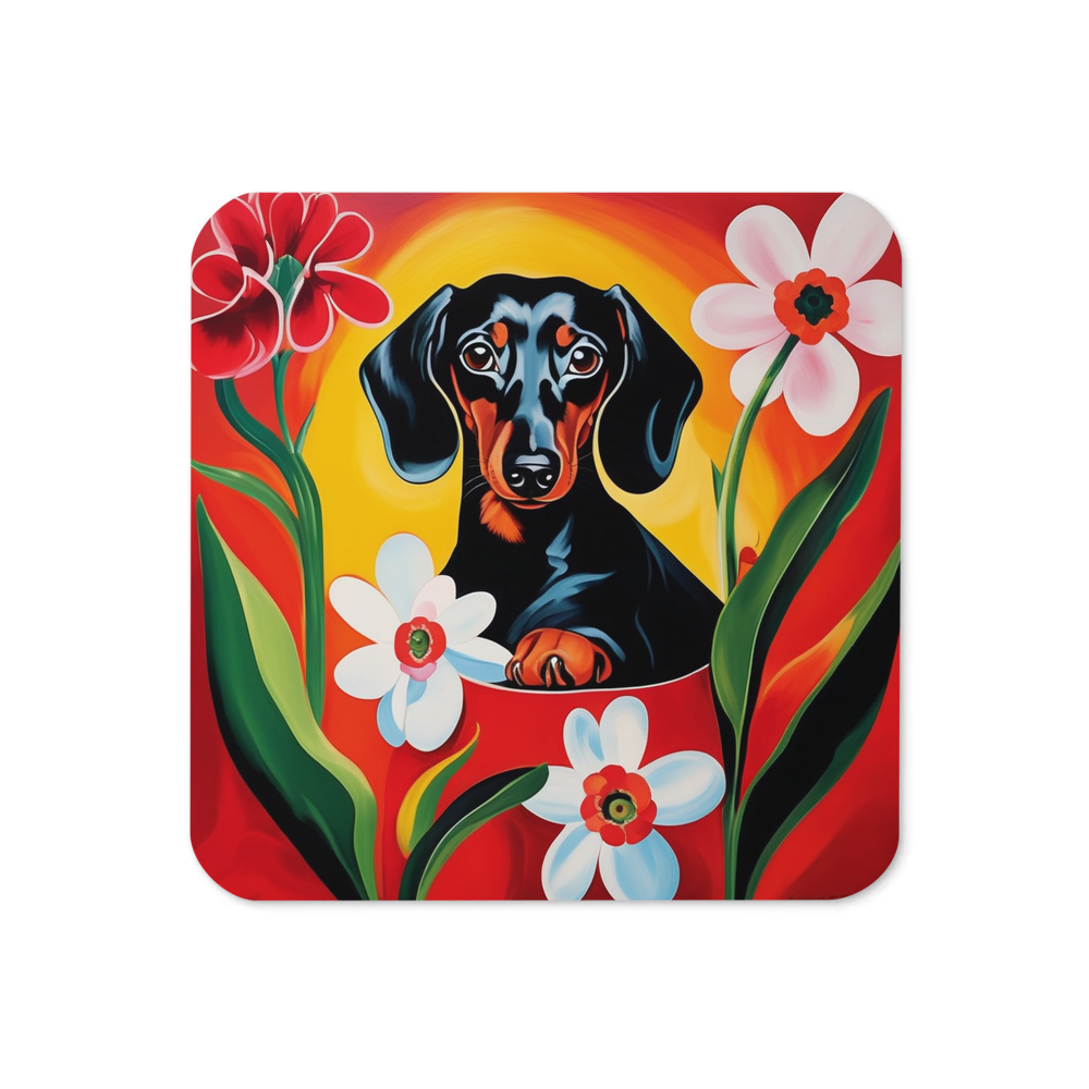 PugMug Custom Black Dachshund Coaster