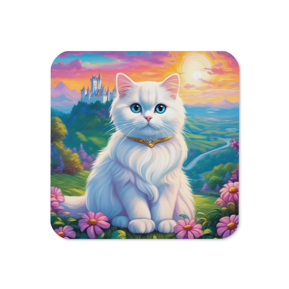 PugMug Custom White Scottish Fold Cat Coaster