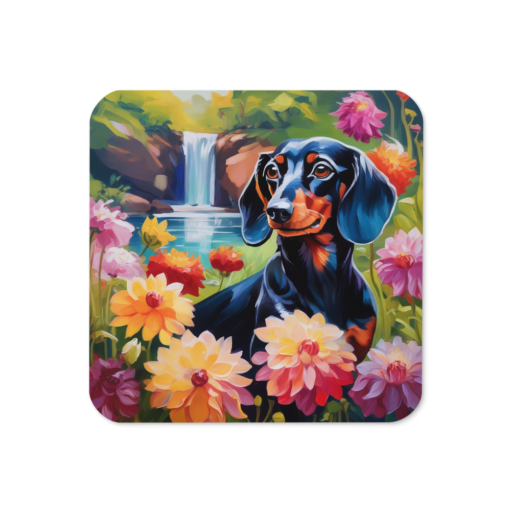 PugMug Custom Black Dachshund Coaster
