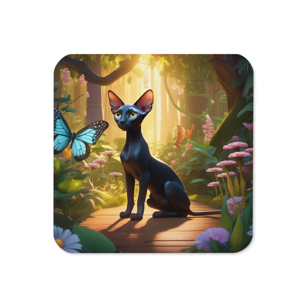 PugMug Custom Black Sphynx Cat Coaster