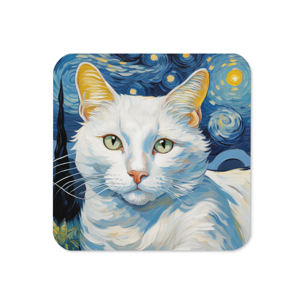 PugMug Custom White Companion Cat Coaster