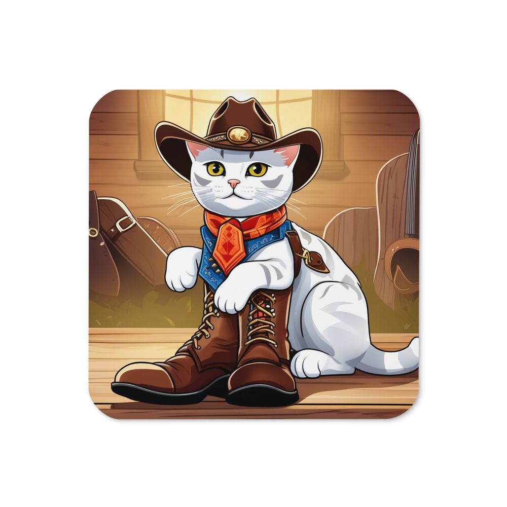 PugMug Custom White American Shorthair Cat Coaster