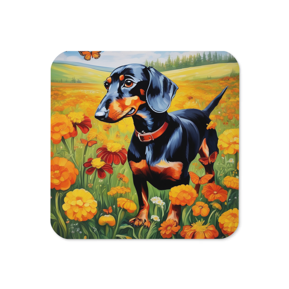 PugMug Custom Black Dachshund Coaster