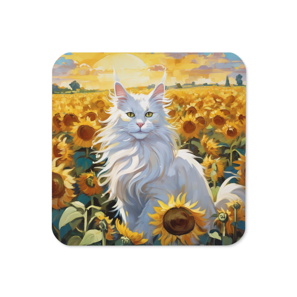 PugMug Custom White Maine Coon Cat Coaster