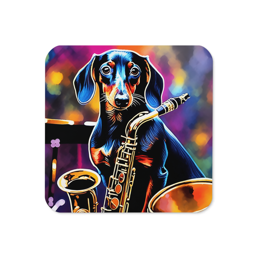 PugMug Custom Black Dachshund Coaster