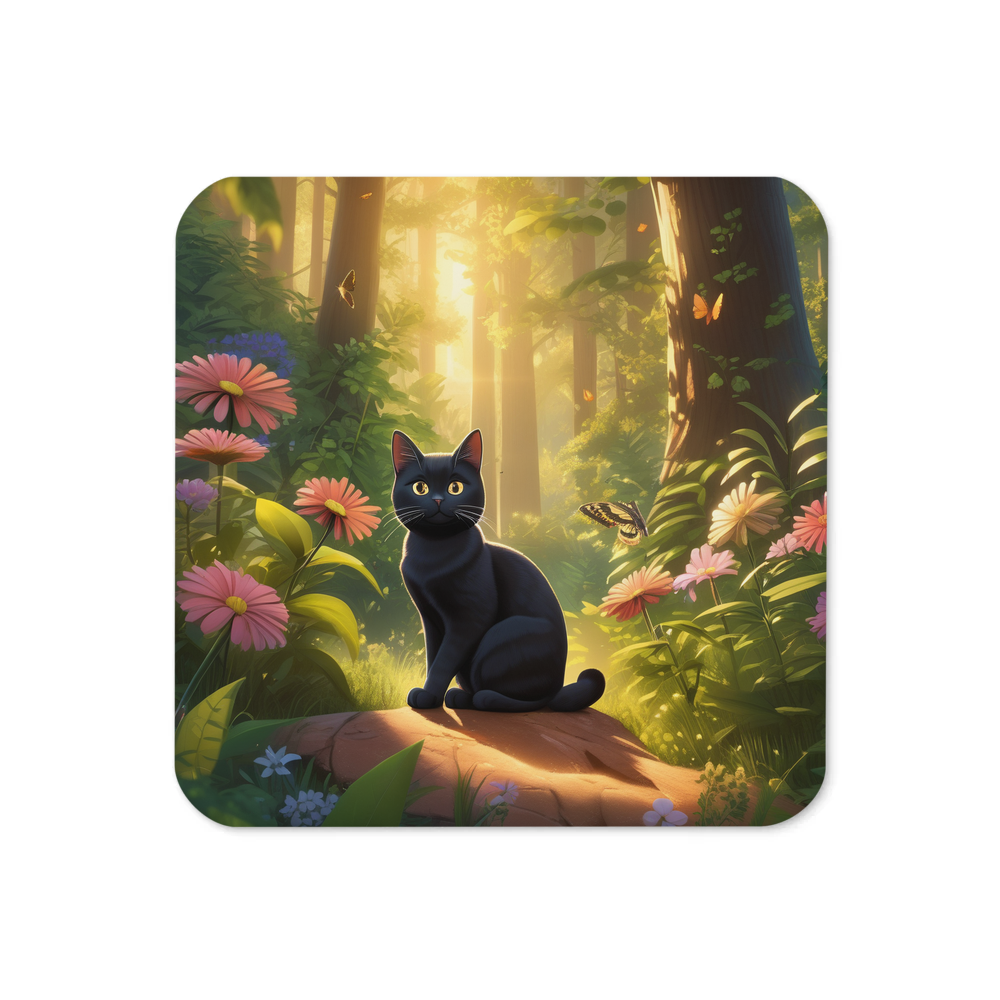 PugMug Custom Black American Shorthair Cat Coaster