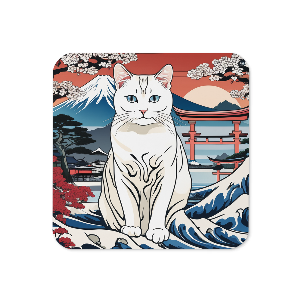 PugMug Custom White Companion Cat Coaster