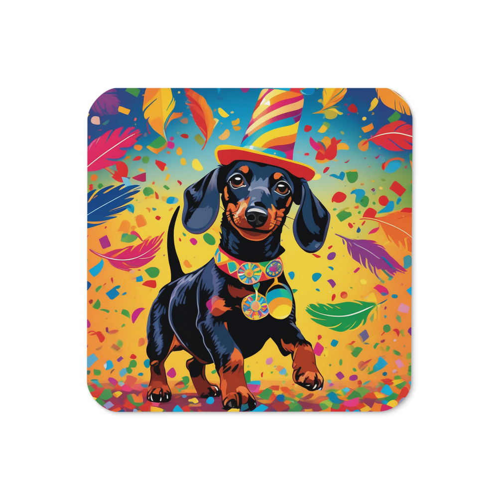 PugMug Custom Black Dachshund Coaster