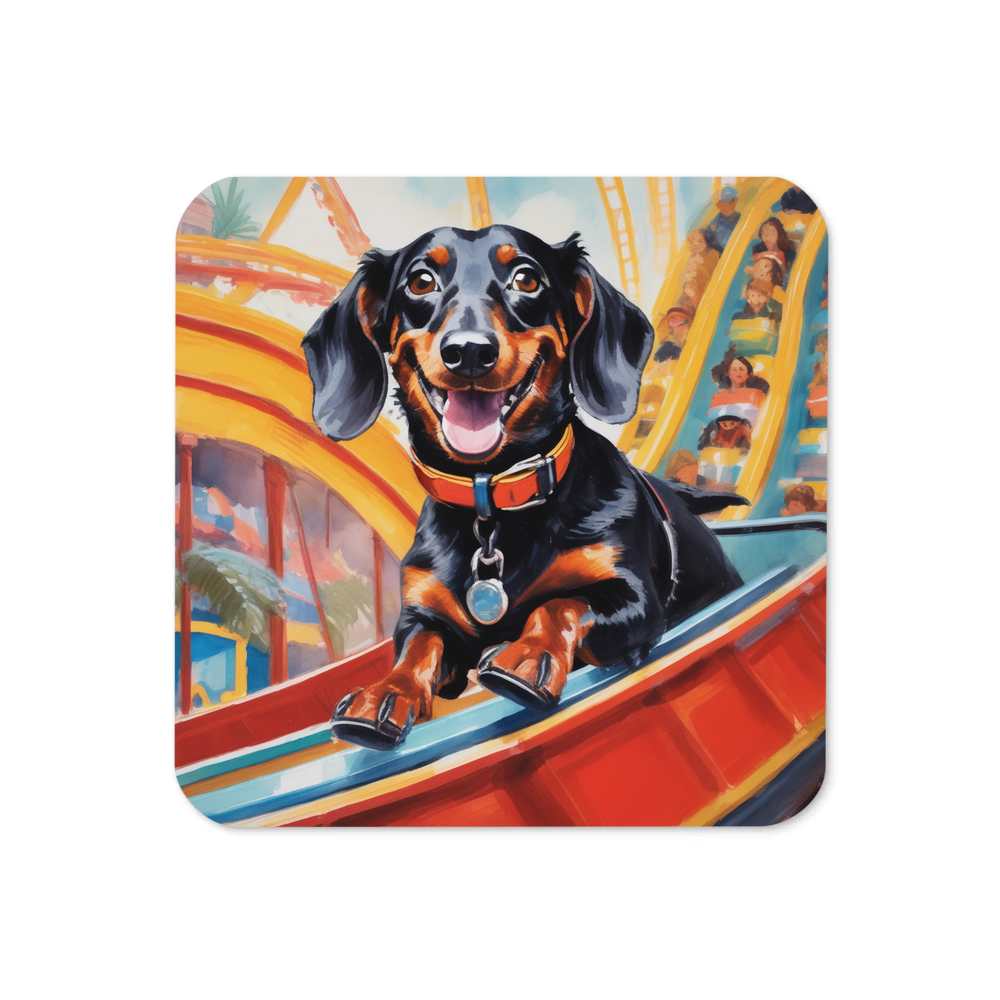 PugMug Custom Black Dachshund Coaster