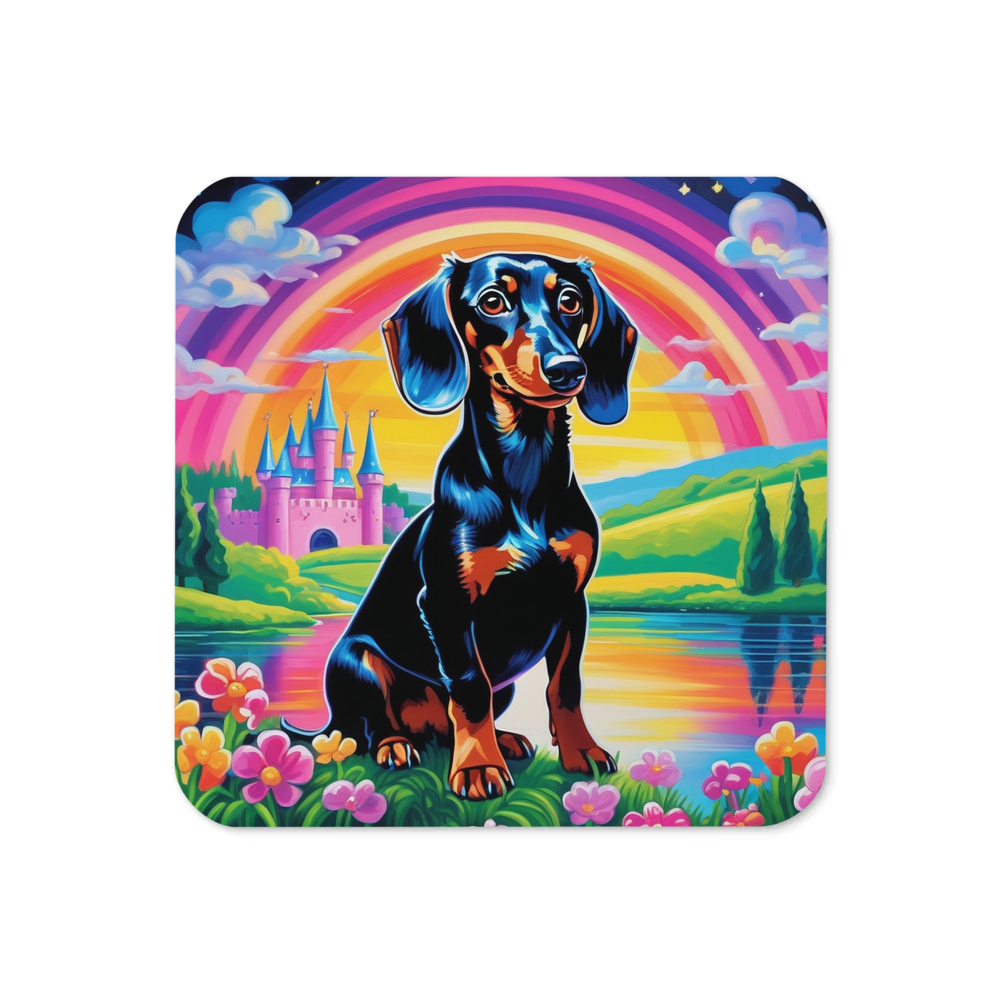 PugMug Custom Black Dachshund Coaster