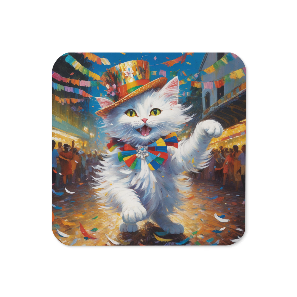 PugMug Custom White Companion Cat Coaster