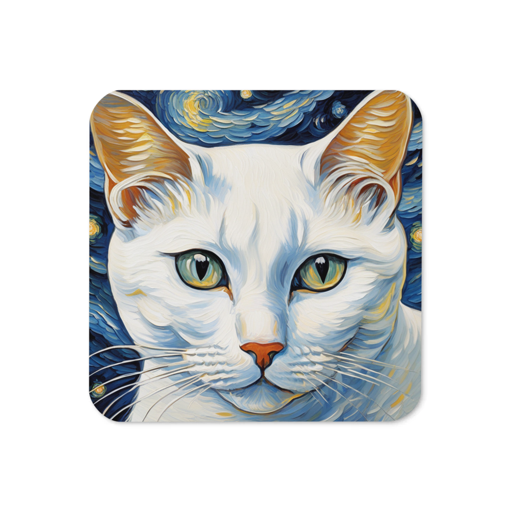 PugMug Custom White American Shorthair Cat Coaster