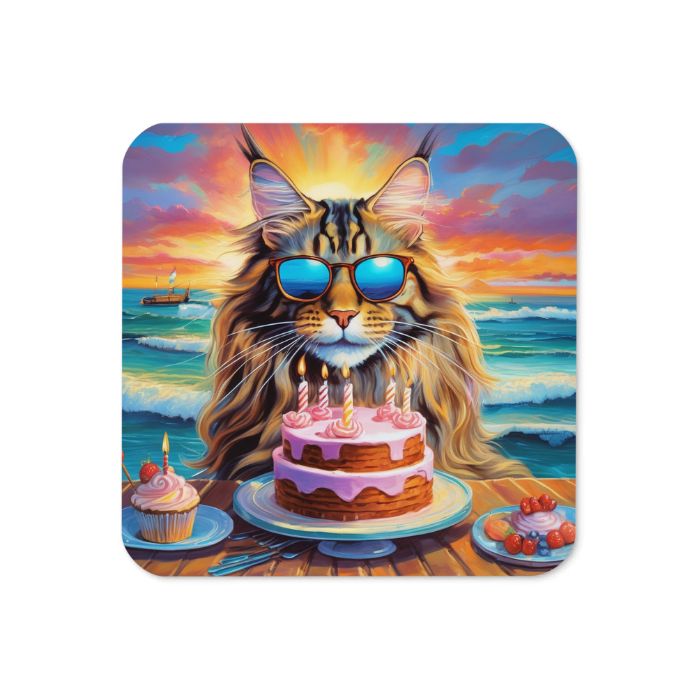 PugMug Custom Tabby Maine Coon Cat Coaster
