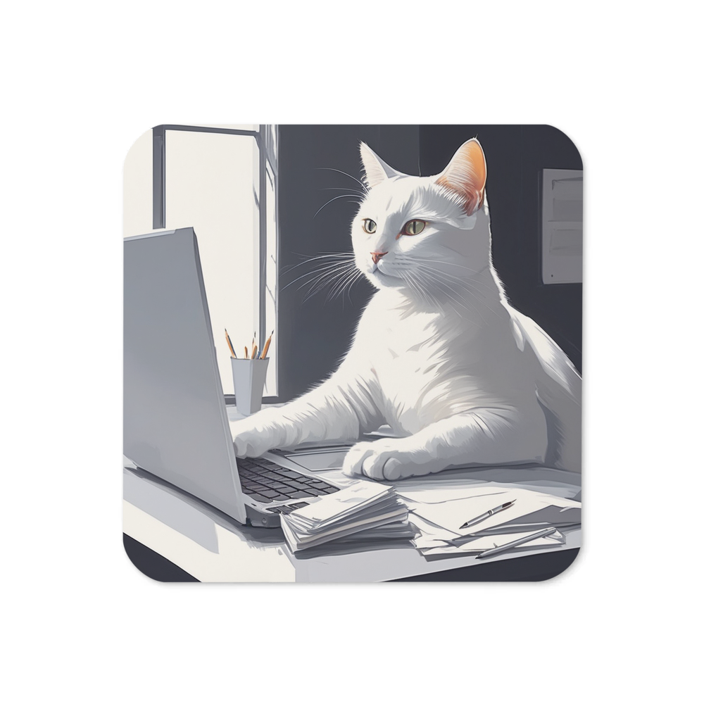 PugMug Custom White Companion Cat Coaster