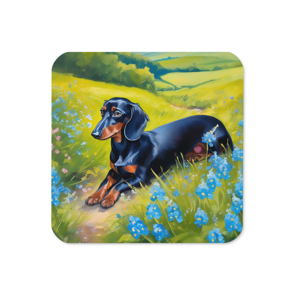 PugMug Custom Black Dachshund Coaster