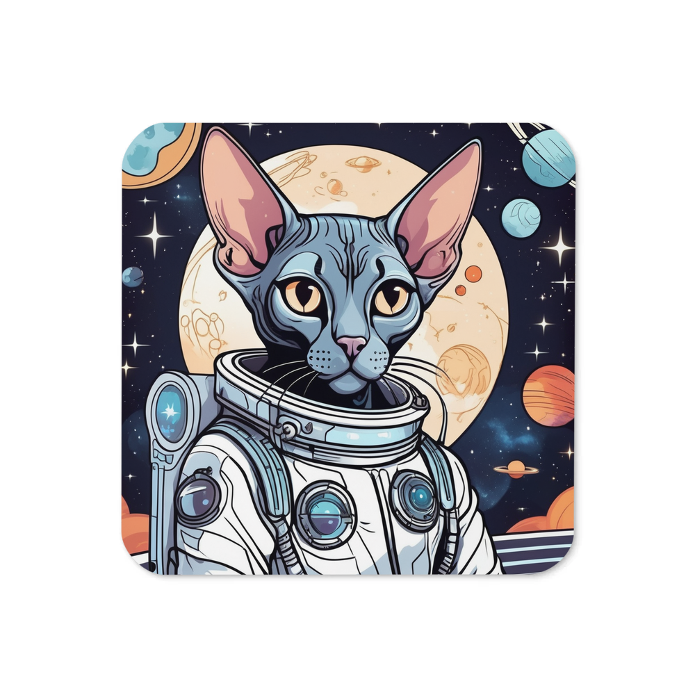 PugMug Custom Black Sphynx Cat Coaster