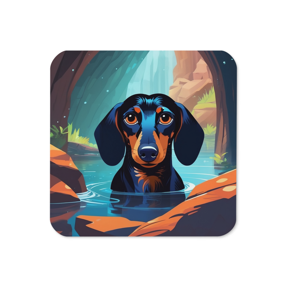 PugMug Custom Black Dachshund Coaster