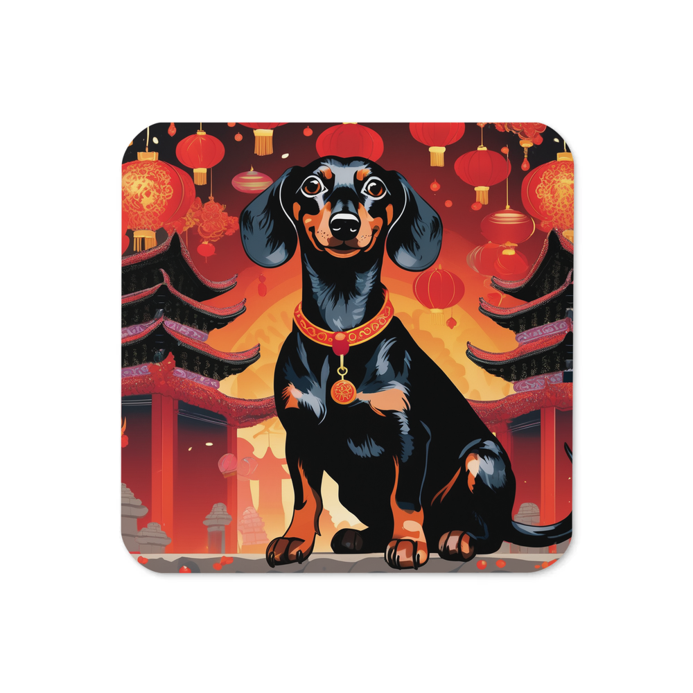 PugMug Custom Black Dachshund Coaster