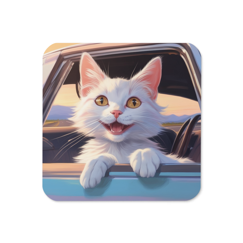 PugMug Custom White Companion Cat Coaster