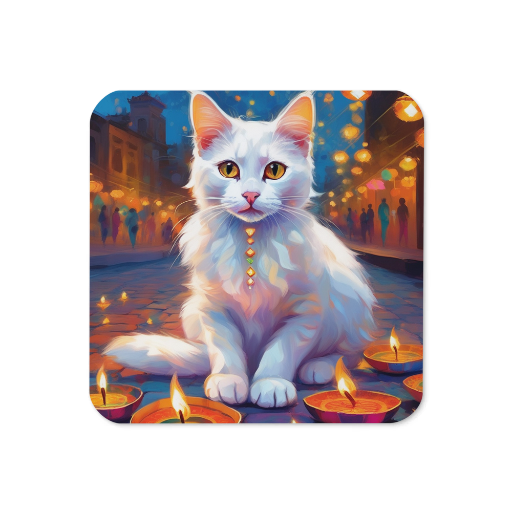 PugMug Custom White Companion Cat Coaster