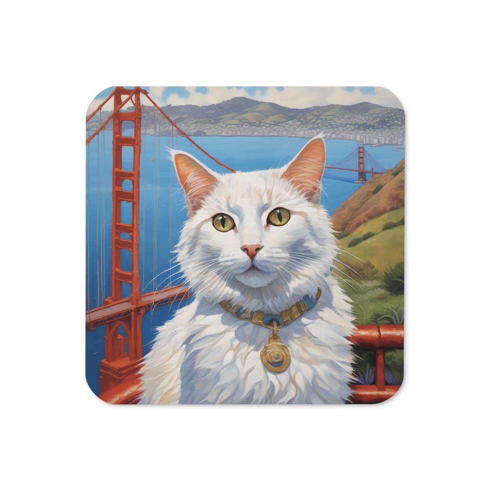 PugMug Custom White Companion Cat Coaster