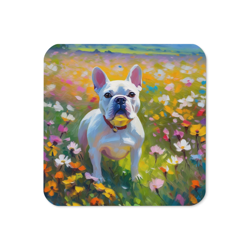 PugMug Custom White French Bulldog Coaster